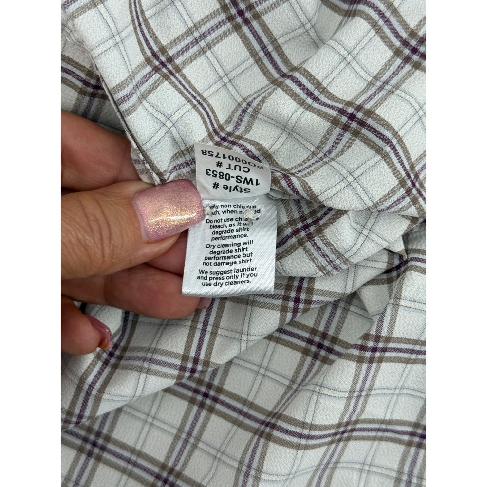 Mizzen+Main Leeward Classic Fit Large White Brown Plaid Performance 1WS-0853 - Picture 8 of 9